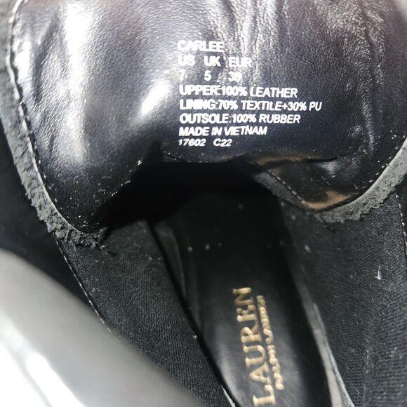 Lauren Ralph Lauren Women's Carlee Lug-Sole Booties  Color Black Leather Size 7 - Picture 8 of 9